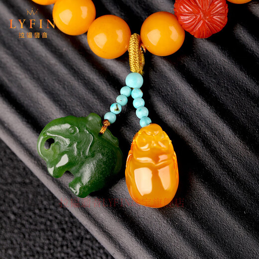 La Yun Feiyin natural fidelity beeswax bracelet amber raw stone bracelet female jade heather southern red accessories chicken oil yellow full honey beeswax bracelet 8mm