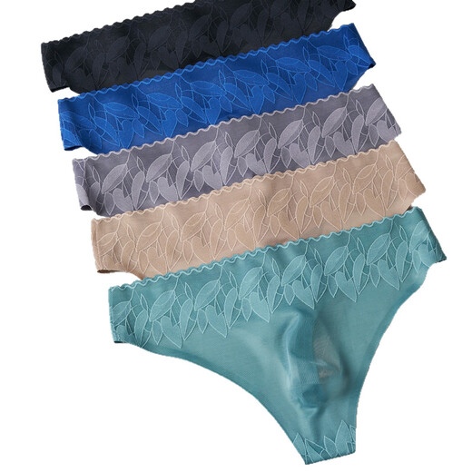 Royal sister-like men's sexy thong ice-like lace waist single-layer breathable quick-drying seamless underwear one-piece European black M weight 90110Jin Jin equals 0.5 kg one size