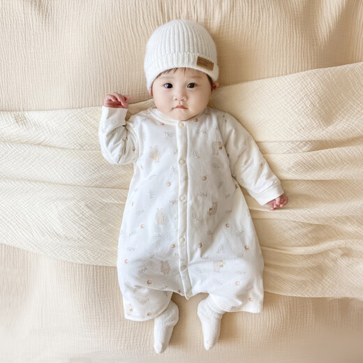 Spring and Autumn Baby Sleeping Bag Children's Winter Anti-Kick Quilt Warm Pajamas Men and Women Baby Padded Jumpsuit Pure Cotton Nightgown Bear Infested Warm Thin Cotton Sleeping Bag One Size 59cm