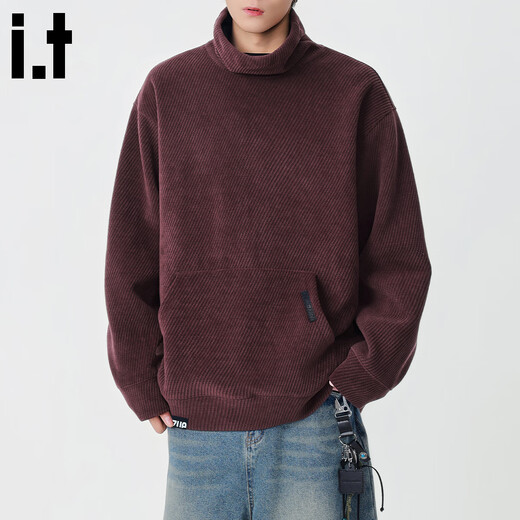 Izzue it Hong Kong trendy brand turtleneck sweatshirt men's autumn and winter American retro loose casual pullover top jacket dark gray official authentic M