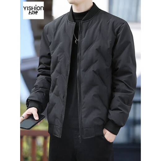 YISHion Official Baseball Stand Collar Cotton Jacket Men's Winter Lightweight Short Cotton Thickened Trendy Brand Casual Cotton Jacket Cotton Jacket Men's Flagship Official MY882 Black 2XL 130-145Jin Jin is equal to 0.5 kg