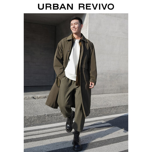 UR2025 new autumn men's amber streamer style contrasting color knotted super loose windbreaker UML150069 coffee brown M (M-L)