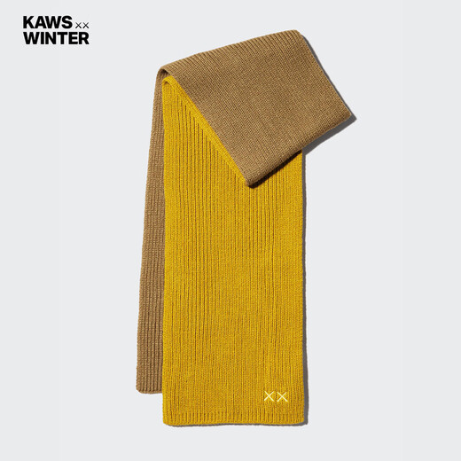 UNIQLO Men's and Women's KAWS HEATTECH Knitted Scarf/25 Autumn and Winter New Style 485257 44 Bright Yellow One Size (180 25 cm)