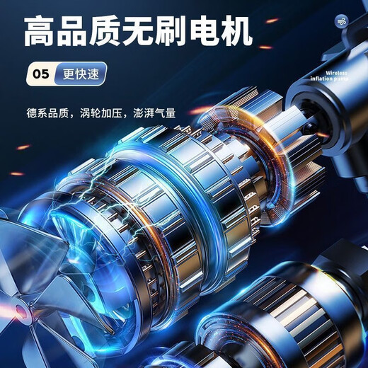 German Wireless Air Pump High Power Portable Charging Air Pump Car Electric Vehicle Fully Automatic Air Pump Flagship Model - Smart Charging 1 Pack