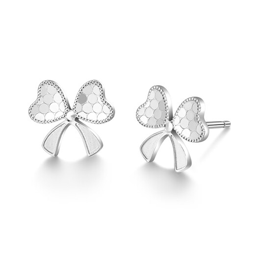 Wanfulong platinum pt950 earrings for women with bows, romantic winter gifts for girlfriends, sweet birthday gifts, bow earrings, platinum pt950 1.7g