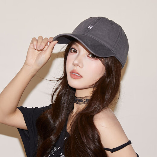 Japanese fashion simple baseball cap for women, brown pure cotton peaked cap, small H soft top wide brim hat for men, apricot color, one size fits all (55-61cm) adjustable