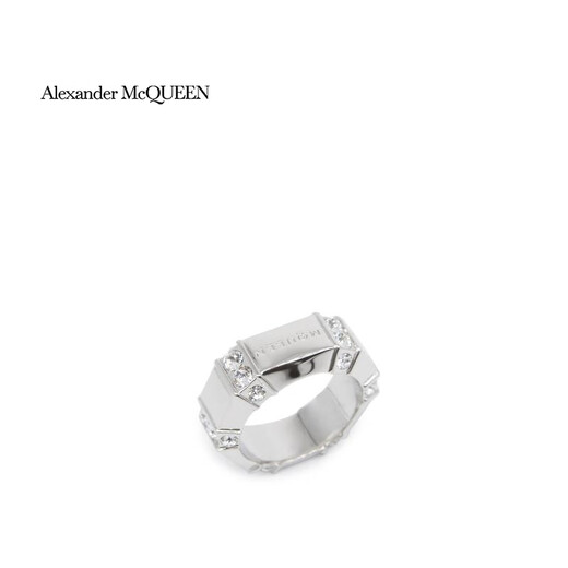 Alexander McQueen Light Luxury Men's DAPPER Ring Silver 21