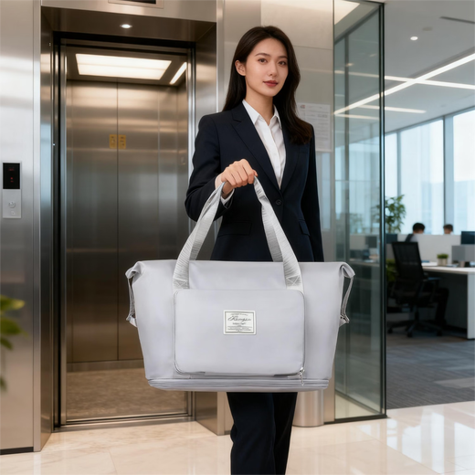 Hahainiao Foldable Travel Bag Women's Extra Large Capacity Gym Bag Lightweight Maternity Bag Storage Bag Double Layer Storage Bag - Gray