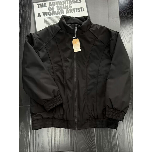 She Manlai cleanfit deconstructed stand-up collar down cotton jacket men's winter high-end bomber jacket thickened cotton jacket black cotton jacket 2XL