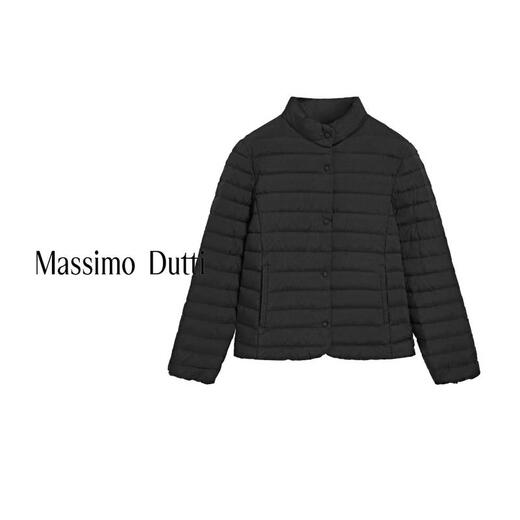 Massimo Dutti Especial Nueva Temporada 2026 Chaqueta de plumón corta con cuello levantado estilo viajero versátil y minimalista para mujer 06761303 Negro M (170/92A)