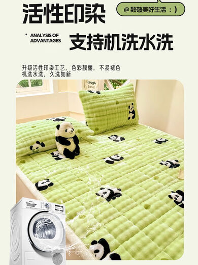 Fantasy thickened rabbit velvet milk velvet bed cover autumn and winter plus velvet quilted tatami bed single baby velvet bed blanket mattress Forest Panda Velvet thickening quickly heats up bed sheet type bed cover single piece 90x200cm suitable for student dormitory beds