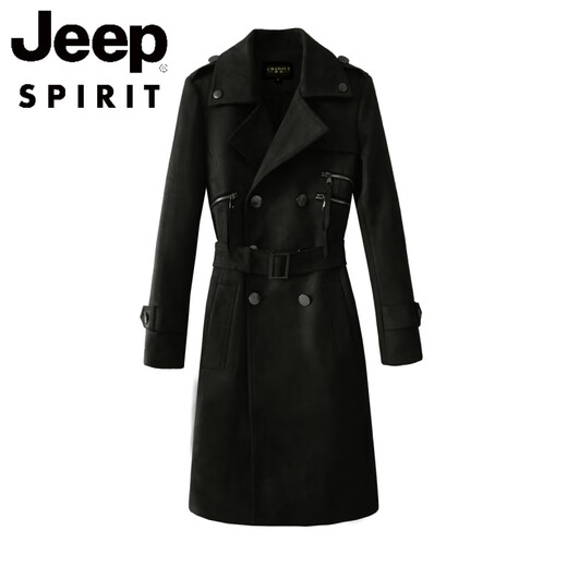 JEEP SPIRIT New Retro Suede Windbreaker for Men and Women Couples 2025 Spring and Autumn New Fashion Tassel Handsome Mid-Length Jacket Trendy Army Green S