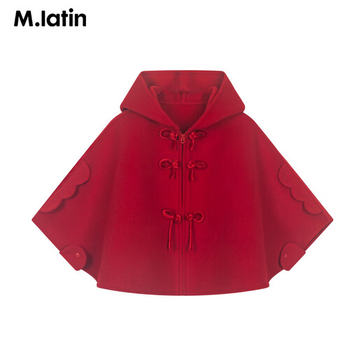 M.Latin shopping mall same style New Year's greetings clothing children's jacket 26 spring new style girl's new Chinese style plate buckle cloak big red 110