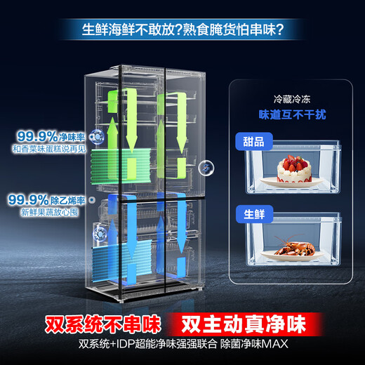 Rongsheng 507-liter IDP2.0 odor-free dual-system cross-fold four-door ultra-thin zero-embedded first-class energy-efficiency household refrigerator BCD-507E50CZLAD National subsidy BCD-507E50CZLAD