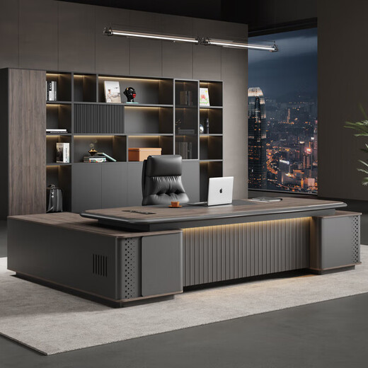 Boss desk and chair combination, light luxury, young CEO executive desk, simple and modern executive 1.8m boss desk (including light strip)