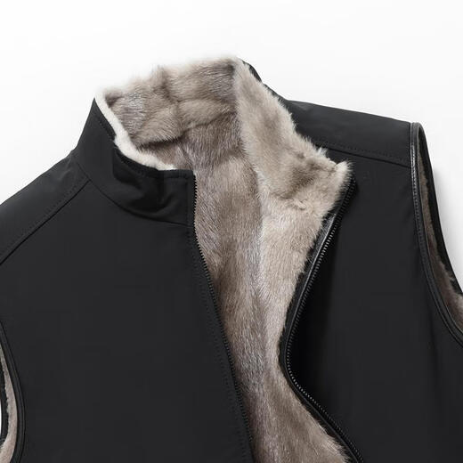 DETOUR international first-line brand mink vest silver orchid mink sleeveless men's vest double-sided fur vest winter fur black L 170 regular 110-125 Jin Jin equals 0.5 kg to wear