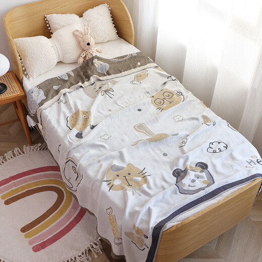 Fantasy Children's Bamboo Fiber Cooling Blanket Thin Baby Cover Blanket Ice Silk Cooling Baby Towel Nap Blanket Bear Baguette Green (Class A Cooling Blanket) 120x150cm (Children's Bamboo Fiber)