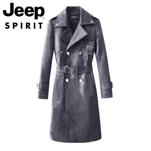 JEEP SPIRIT New Retro Suede Windbreaker for Men and Women Couples 2025 Spring and Autumn New Fashion Tassel Handsome Mid-Length Jacket Trendy Army Green S