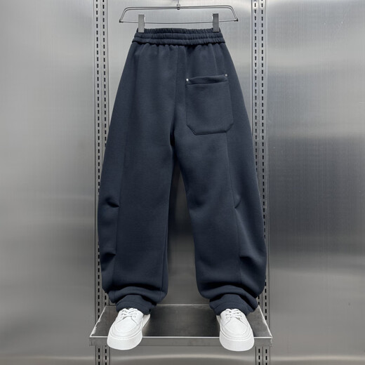 Zhimei Autumn and Winter Pleated Loose Wide Leg Harem Pants Men's Fashion Trendy Brand Color Casual Pants Handsome Sweatshirts Scimitar Pants Black M _100-125Jin Jin is equal to 0.5 kg