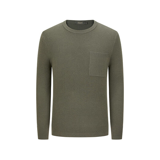 YOUNGOR wool sweater for men, wool blended, machine washable, easy to care for, not easy to pill or deform, 2025 shopping mall same style, dark green YYQW635281PYA L 105cm (recommended 145-165Jin Jin is equal to 0.5kg)