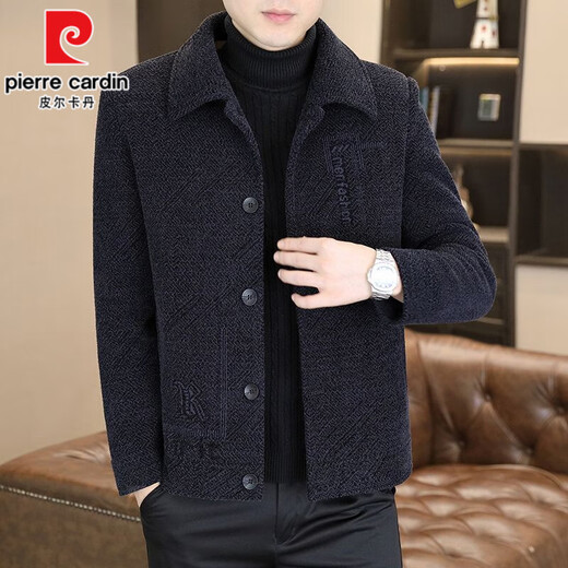 Pierre Cardin autumn and winter velvet thickening 2025 new men's coat casual woolen short coat high-end jacket 2529 light gray (poly velvet warm) L (105-120Jin Jin equals 0.5 kg)