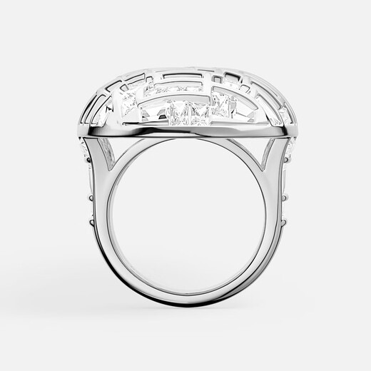 APM Monaco new product personalized maze ring silver and white modern design hand ornaments neutral style avant-garde gift silver size 48