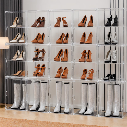 Japan Unprinted Shoe Cabinet Acrylic Shoe Box Transparent Home Door High Heel Rack Storage Artifact Long Boot Storage 1*1*1cm Default Value Default Value Fully Transparent Front Opening 6 pcs 6 pcs