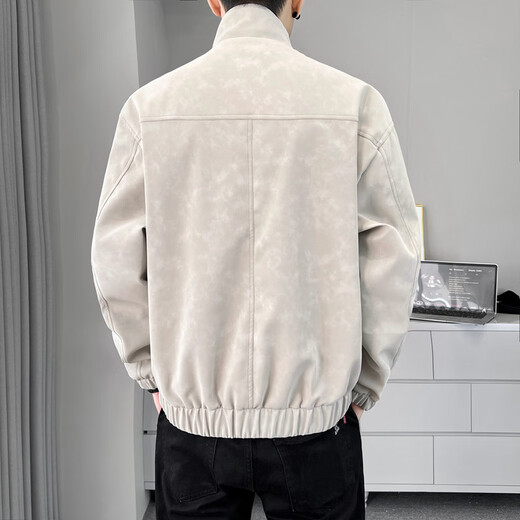 JOEONE Diyu Shenlong leather jacket for men, Korean version, trendy, handsome, casual, stand-up collar, black XL