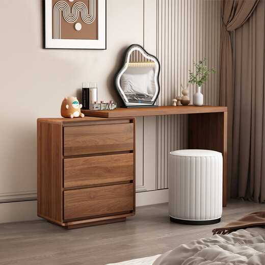 OPPEIN drawer cabinet and dresser integrated bedroom modern minimalist dressing table bedside storage cabinet dressing table corner desk new Chinese style nine-drawer cabinet + dressing table + makeup mirror + makeup stool (walnut set in white) home installation