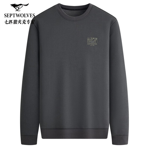 Septwolves 7A Antibacterial Plus Velvet Sweatshirt Men's Winter Warm Casual Men's Top Black Gray XL