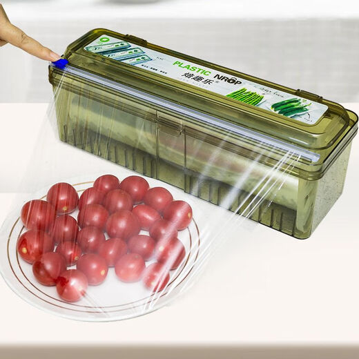 FANCYCHIC cling film cutter kitchen pe food grade household large roll disposable cutting multi-functional storage supermarket thickening desktop model cutting box emerald green can be used repeatedly