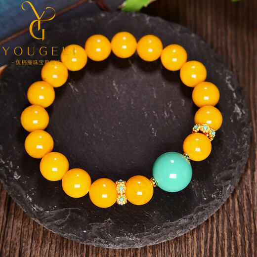 Yogurt Natural Beeswax Bracelet Round Single Circle Bracelet Temperament Turquoise Jewelry Ancient Style Elegant Women's Bracelet Beads 10mm