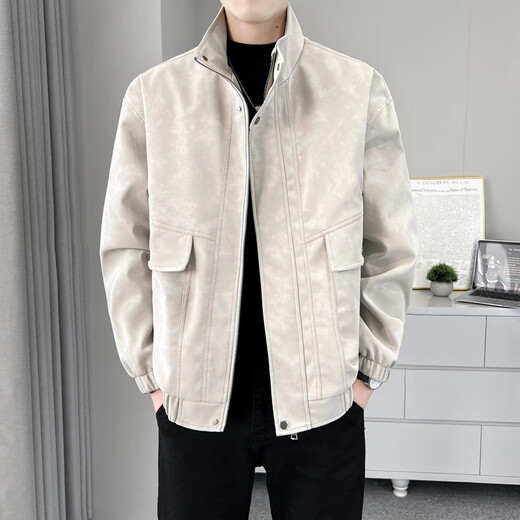 JOEONE Diyu Shenlong leather jacket for men, Korean version, trendy, handsome, casual, stand-up collar, black XL