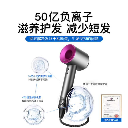 Leifen Ruiyue Hair Dryer Home Silent Negative Ion High-Power Hair Dryer Hair Dryer Home Hair Salon Constant Temperature Hair Care Series Special for Men and Women Hair Styling Deep Space Gray - No Nozzle Billion-level Hydrating Negative Ions Constant Temperature Hair Care Cable 1.7 Meters Gift Box
