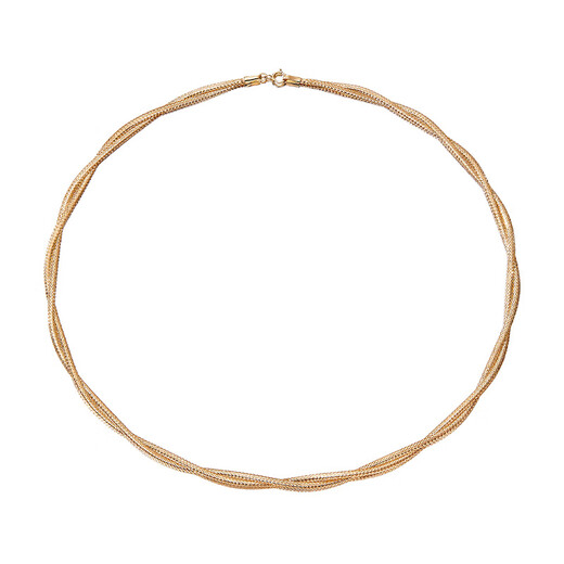 IL&CO Youke Yellow 18K Gold Necklace Plain K Gold Chain Stacked Clavicle Chain Double Chain Design Simple Temperament Neck Jewelry for Women Yellow 18K Gold Chain