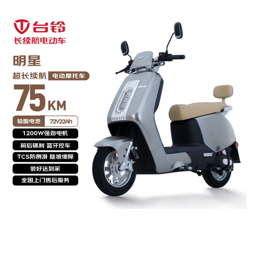 Tailing Electric Motorcycle Star Long Range Electric Vehicle 1200W Smart Electric Motorcycle Lead Acid Battery 72V22Ah Commuting Earl Gray