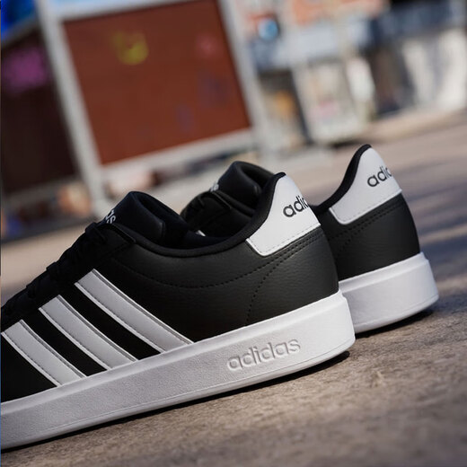 阿迪达斯（adidas）NEO男鞋秋冬季新款三条纹小白鞋轻便休闲鞋低帮运动鞋学生板鞋 GW9196黑色/白 44 (270mm)