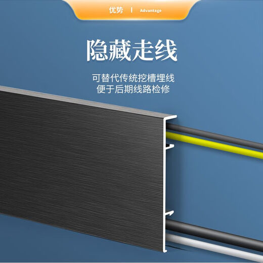 Jieyunmao German craft skirting aluminum alloy buckle type thickened waterproof skirting 46cm metal stainless steel pole 35 meters skirting - free accessories - expansion screw F type skirting 8 cm - craft