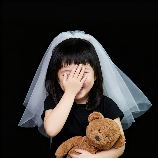 Bai Qixin's veil, 2 pieces of parent-child veil, mother and daughter photoshoot, wedding, birthday, children's photo props, travel photoshoot, princess baby headdress, parent-child veil (2 pieces for mother and daughter), hairpin style