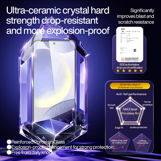 Flash Magic is suitable for Samsung S24 tempered film S24+ mobile phone film new dust-free warehouse second-application porcelain crystal full screen coverage HD explosion-proof, anti-fall and anti-fingerprint protective film s24+ second-application dust-free | full-screen porcelain crystal film 1 set