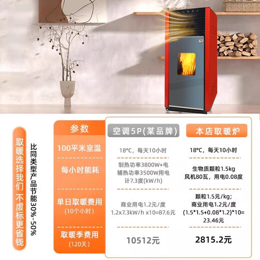 Hunting Steel Wolf Pellet Heating Stove Fully Automatic Heating Stove Household Biomass Environmentally Friendly New Double-Block Glass Door High-Efficiency Heating Stove Intelligent Dual Control Model 200 Liuyun White *Glass Double Door