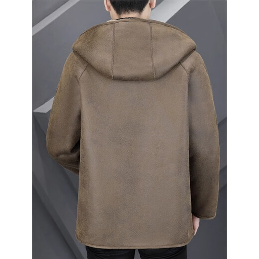 Playboy (PLAYBOY) Hooded Fur Grained Sheep Velvet Coated Fur One-piece Jacket Men's Thickened Reversible Shearling Leather Jacket Black (Reversible) 3XL Approximately 150-170Jin Jin is equal to 0.5 kg