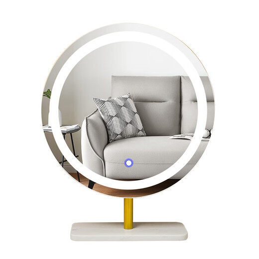 Desktop mirror makeup mirror desktop Internet celebrity light luxury led mirror with light bedroom modern simple makeup mirror fill light white marble mirror 40 (plug-in type)