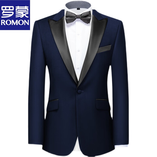 ROMON Art Exam Suit Men's Tuxedo Formal Wedding Groom Best Man Host Performance Suit Black Peaked Collar Three-piece Suit 4XL