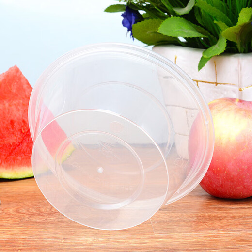 Disposable bowl lunch box 0 round plastic take-out packaging box thickened transparent fast food lunch box soup bowl with 1000ml transparent (50 sets with lid)