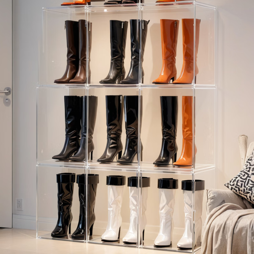 Japan Unprinted Shoe Cabinet Acrylic Shoe Box Transparent Home Door High Heel Rack Storage Artifact Long Boot Storage 1*1*1cm Default Value Default Value Fully Transparent Front Opening 6 pcs 6 pcs