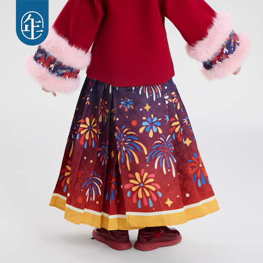 New year's clothing Dong Xuan's same style children's clothing horse-faced skirt winter clothing new girls Chinese style thickened happy prosperous horse-faced skirt new year's clothing red 140