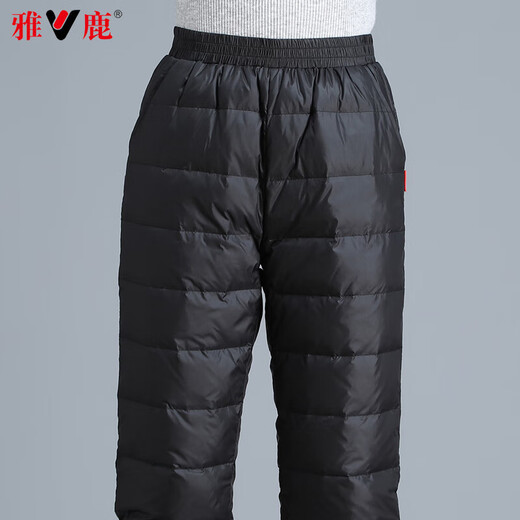 Yalu Down Pants Women's Outerwear Slimming 2025 Winter New Thickened Casual Straight High Waist Warm Women's Straight Trousers Black L