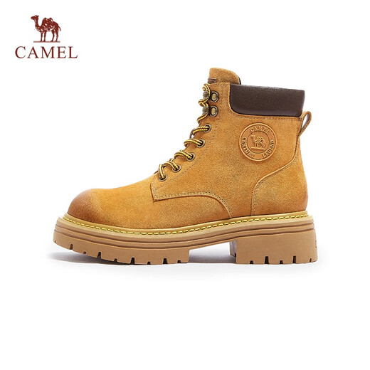 骆驼（CAMEL）【戈壁】工装靴短靴户外登山鞋踢不烂大黄靴女马丁靴 L23W076036R土黄 37