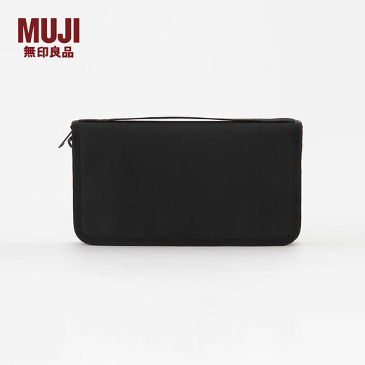 无印良品（MUJI） 聚酯纤维 护照夹 带透明内袋驾驶证行驶证件护照本卡包 ZF0S114 黑色 约宽23.5×长13×厚度2.5cm
